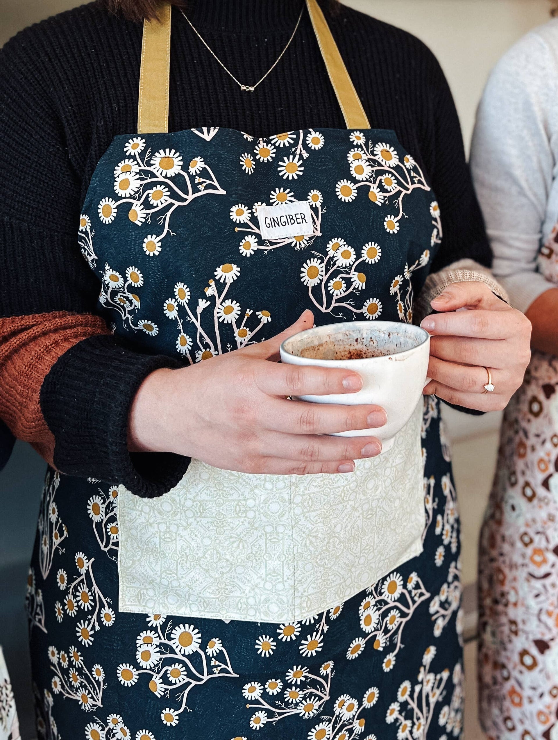 Golden Blue Floral Apron