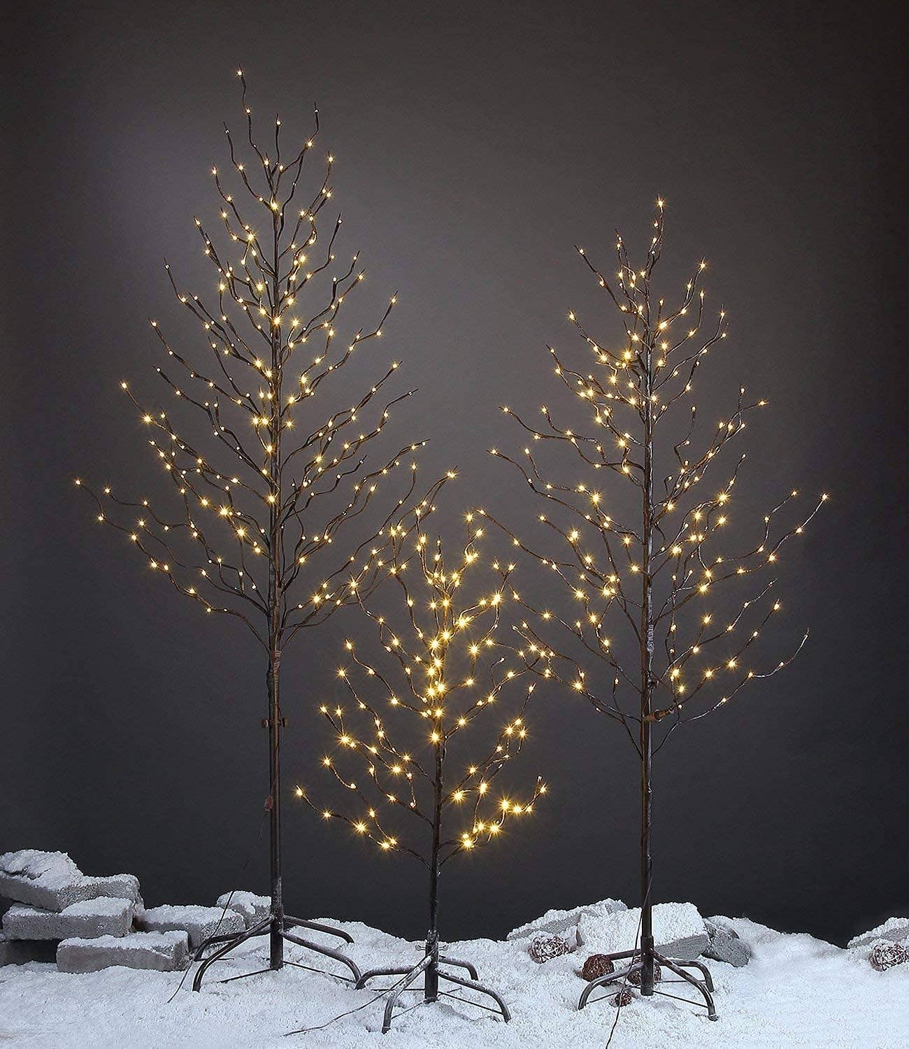 Set of 3 Star Light Trees for Christmas Decorations