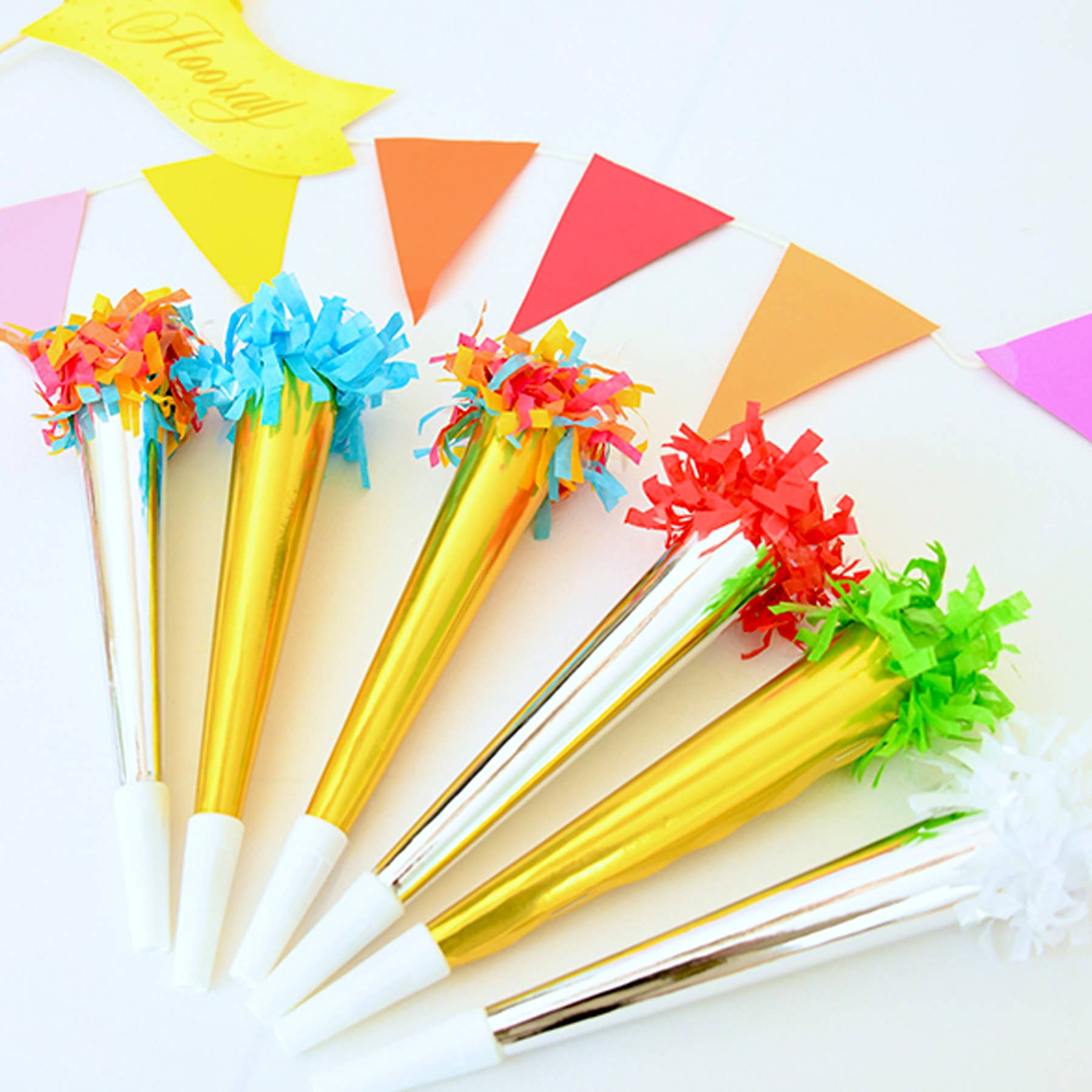 Party Horn Bouquet 12" - Multi-Color - Set of 6