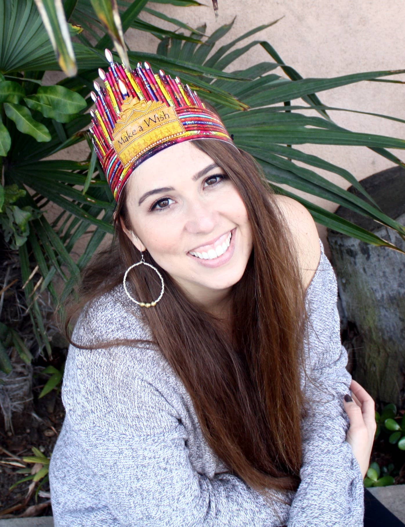 Greeting Card with Tiara, Make a Wish, Candles