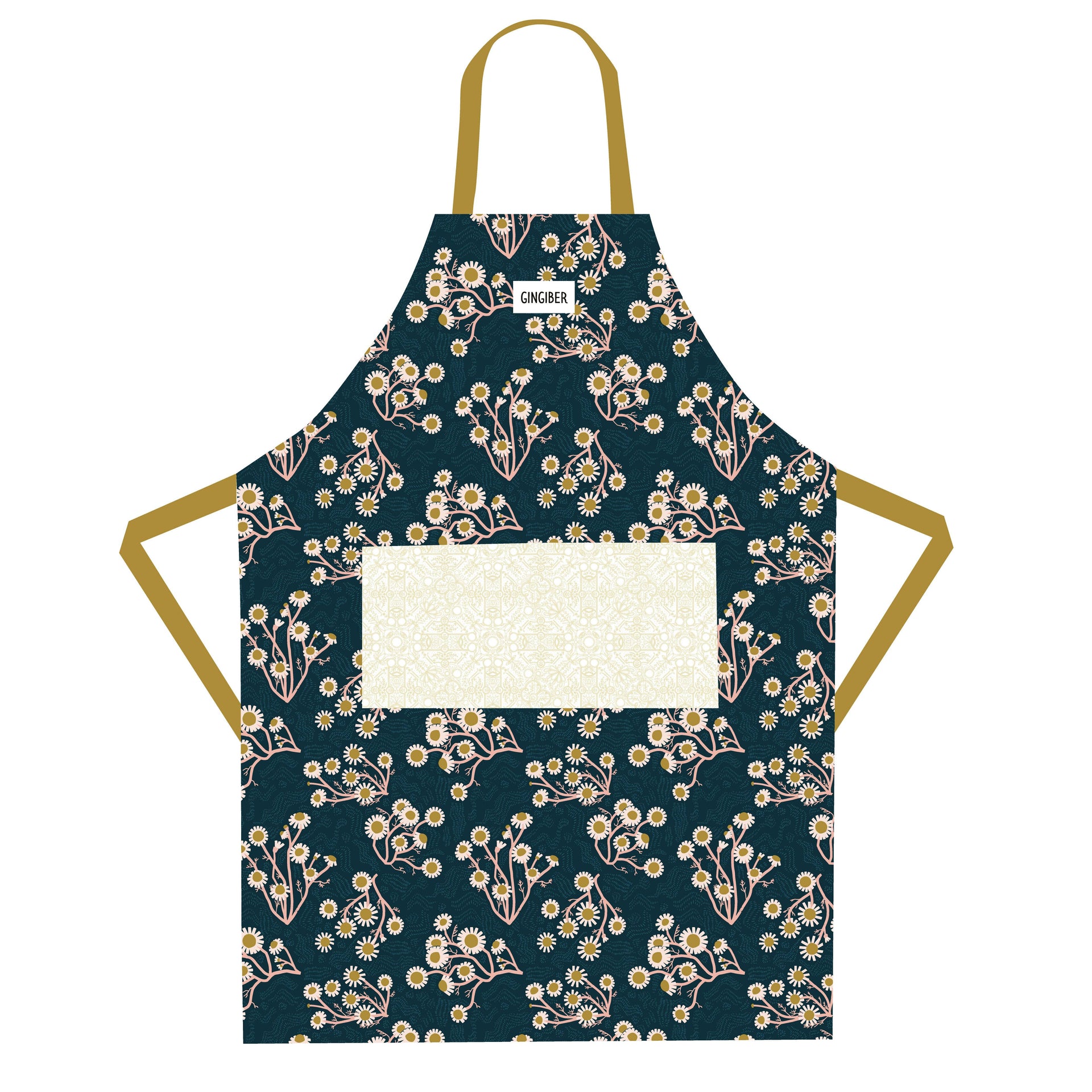 Golden Blue Floral Apron