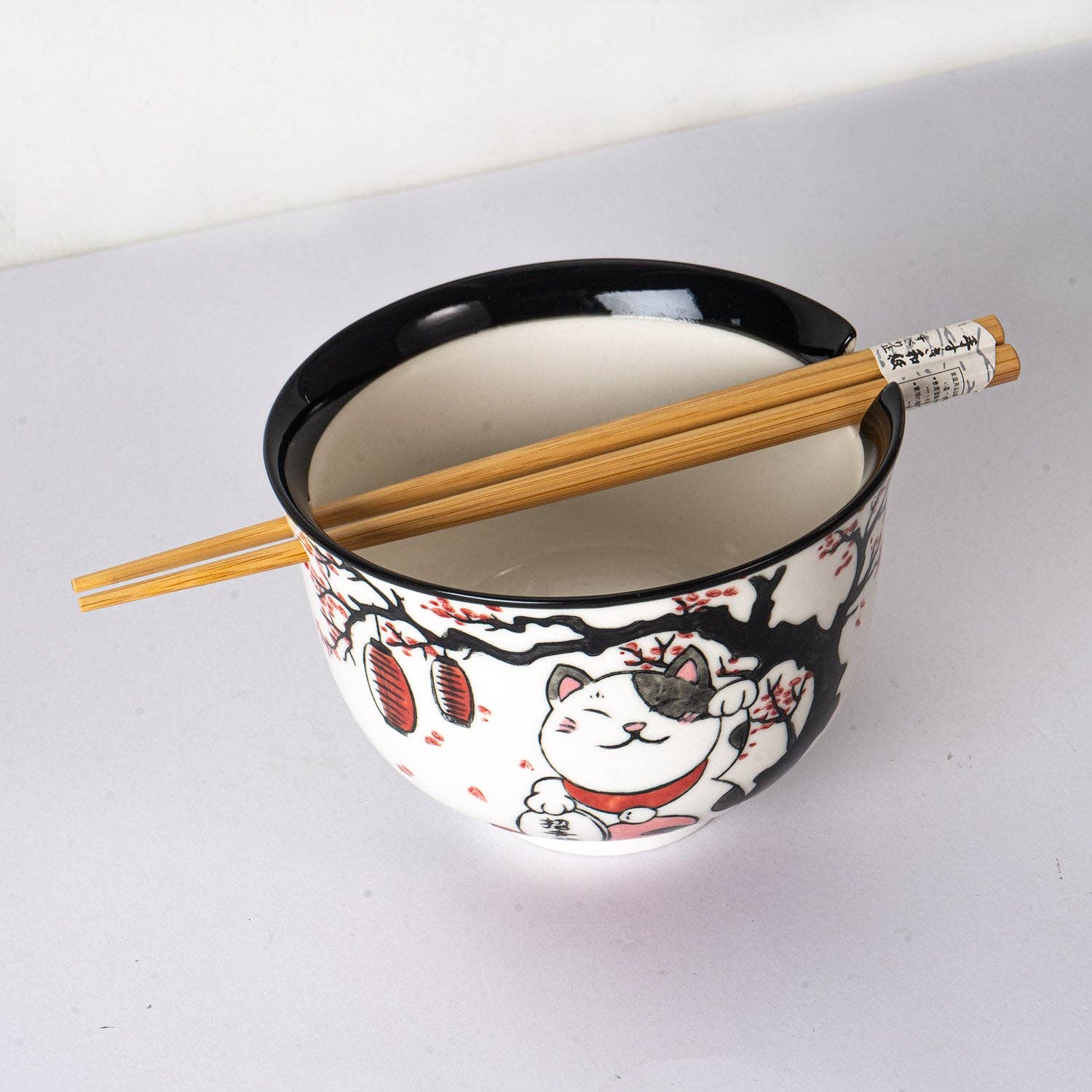 18oz 5"D Donburi Bowl With Chopsticks Set Lucky Cat Festival (4/16)