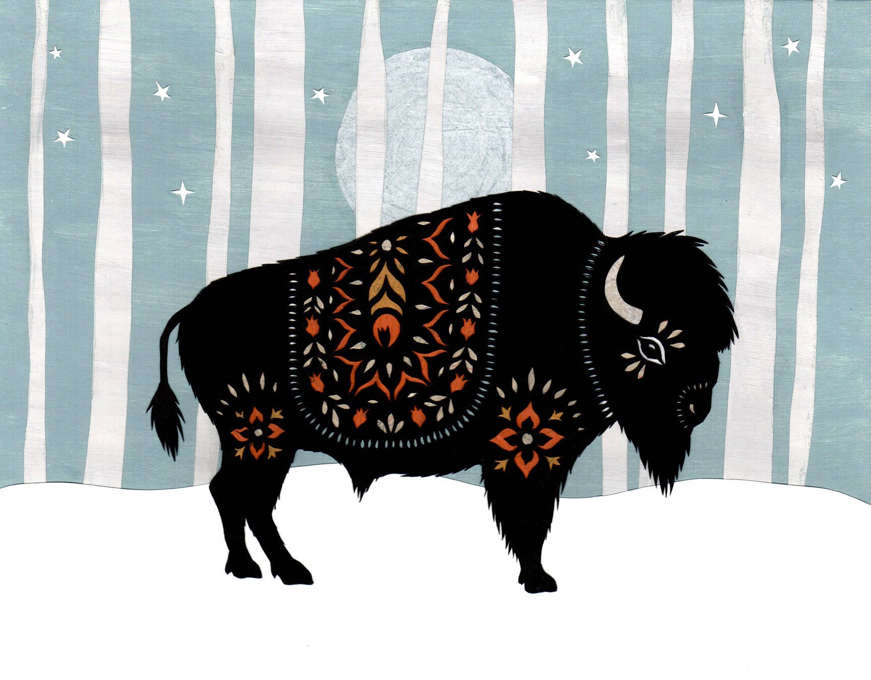 Poplar Winter - 8 X 10 inch Cut Paper Art Print