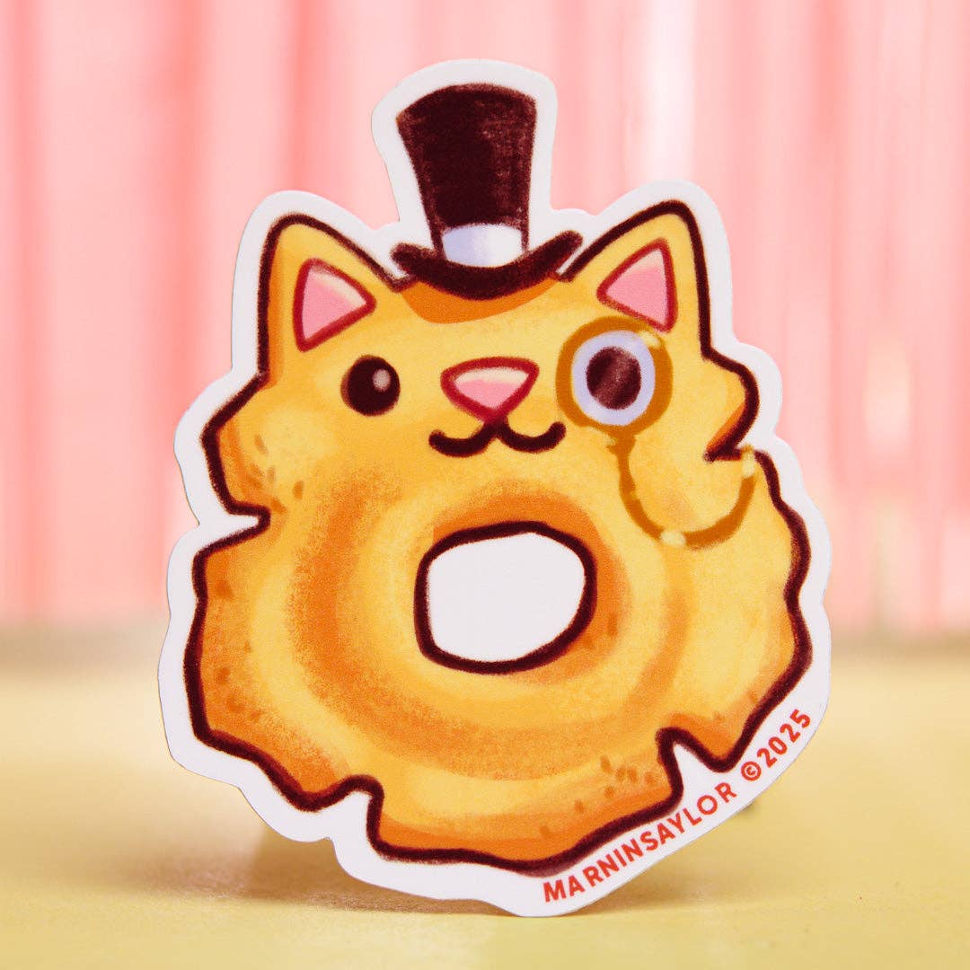 Old Fashioned Donut Cat Sticker