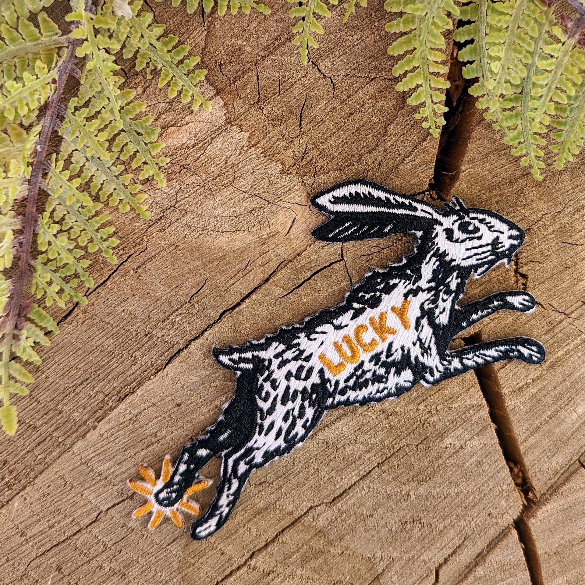 Iron-on patch | lucky rabbit's foot - 4.3" x 2.8"