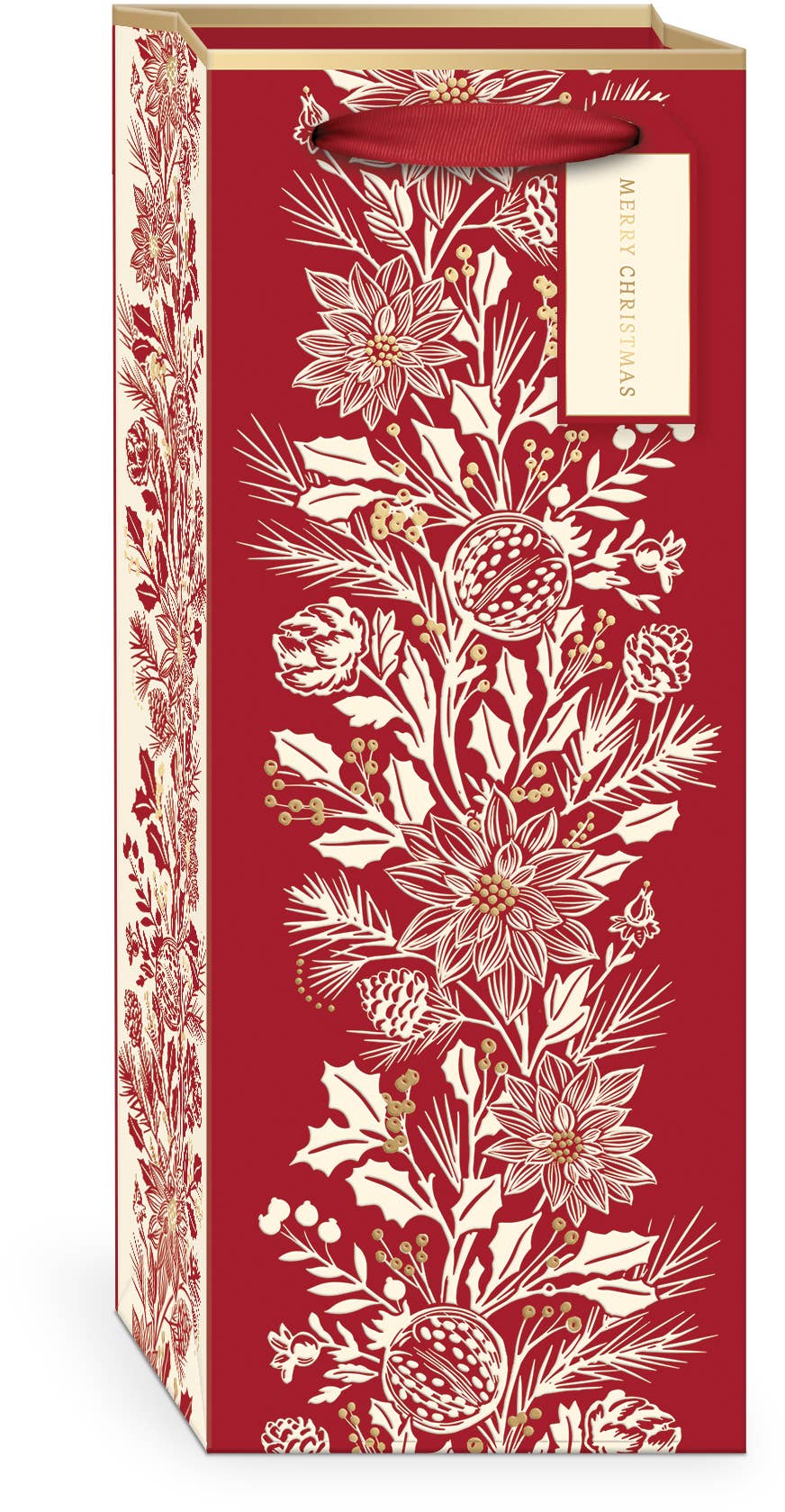 Wine Bag  Boughs And Berries Red