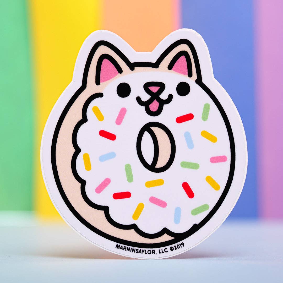 Rainbow Sprinkle Donut Cat Sticker
