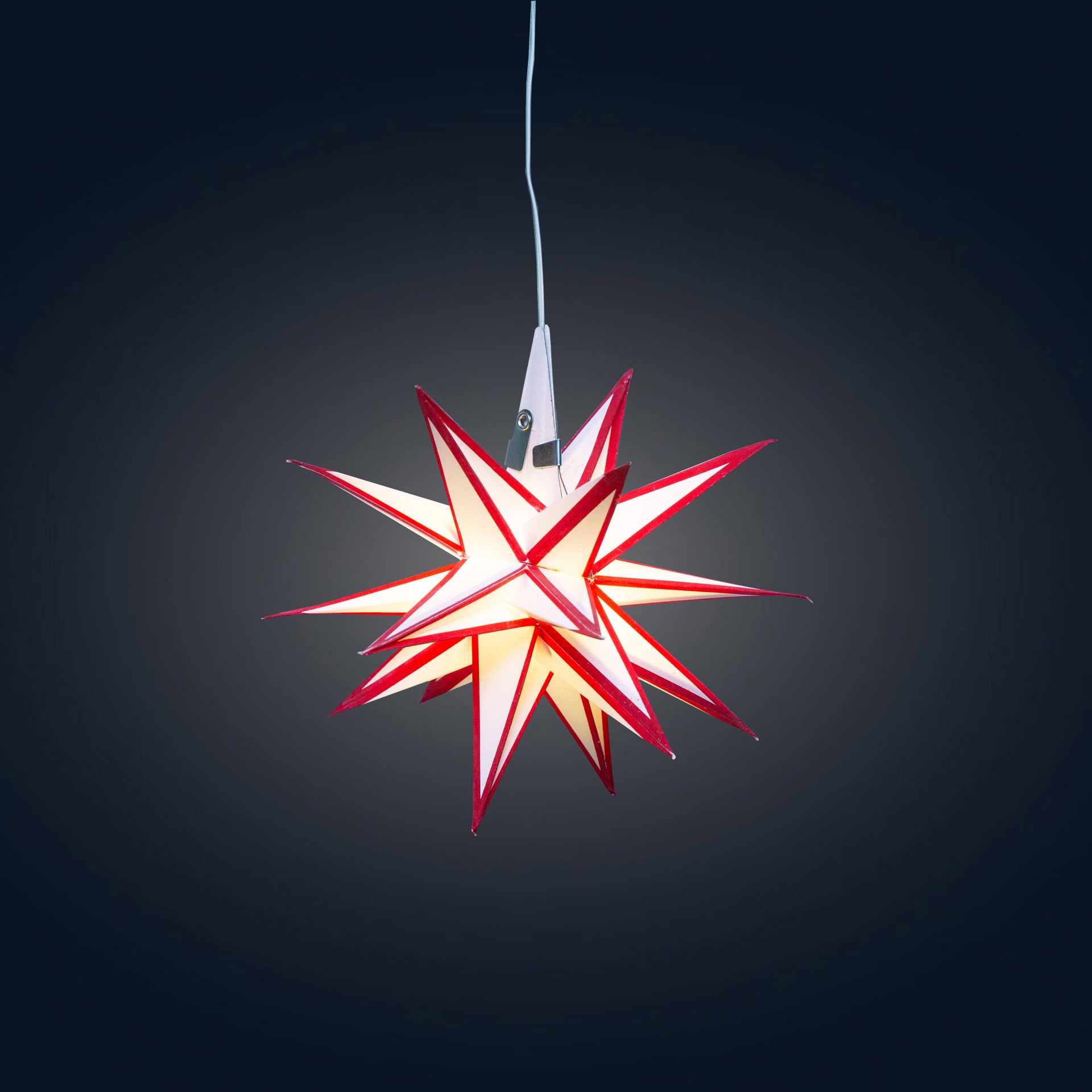 Moravian Mini Star ~ 7", White /Red Paper Star Lantern Light