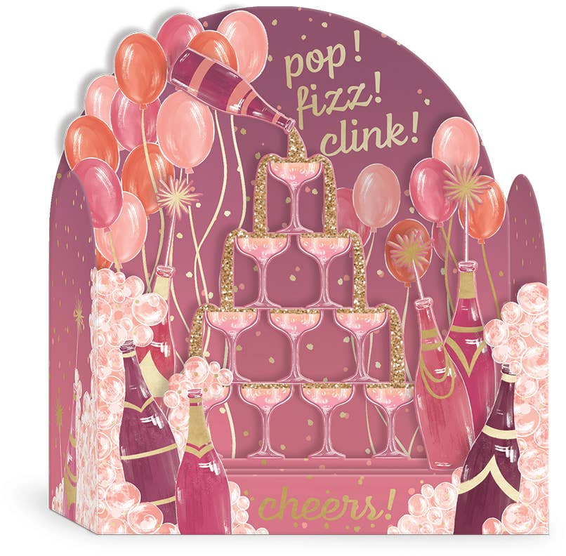 3D Pop Up Greeting Card Champange Cheers