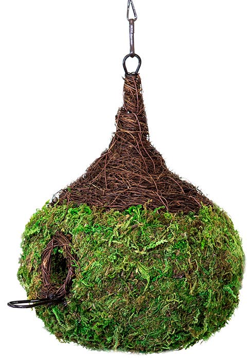 Raindrop Woven Birdhouse with Wicker, Fresh Green