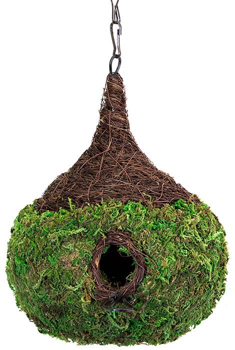 Raindrop Woven Birdhouse with Wicker, Fresh Green