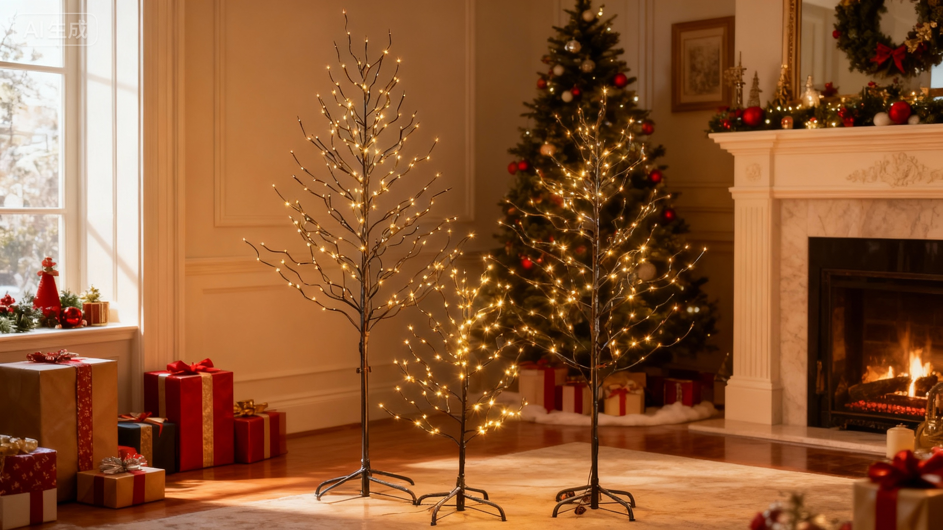 Set of 3 Star Light Trees for Christmas Decorations