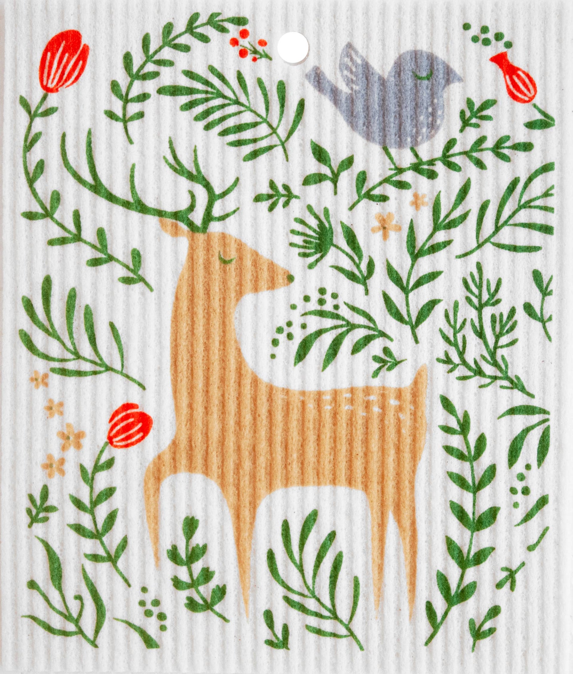 Floral Deer & Bird Swedish Wash Towel