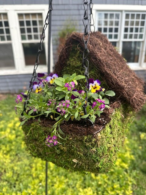 Gorgeous Flowering Moss-Covered Maison Birdhouse