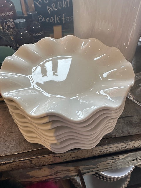 Small, Ruffled White Plates