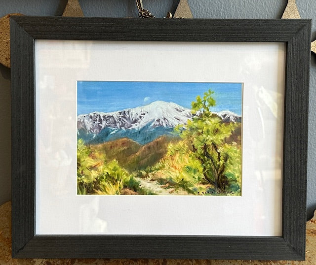 "Moon Over Pikes Peak" Framed 5"x7"print from original oil painting by local, Colorado artist, Rita Salazar Dickerson