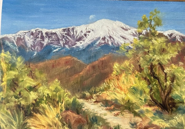 "Moon Over Pikes Peak" 5"x7" Card From Original Oil Painting By Local Colorado Artist, Rita Salazar Dickerson