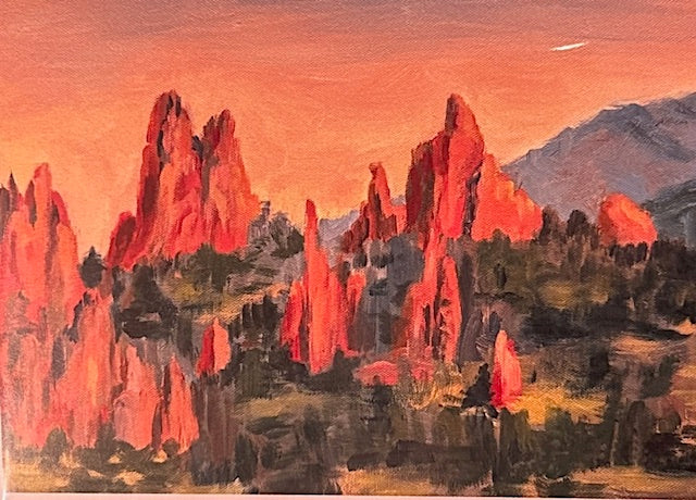 "Garden of the Gods at Sunset" 5"x7" Card From Original Oil Painting by Local Colorado Artist, Rita Salazar Dickerson
