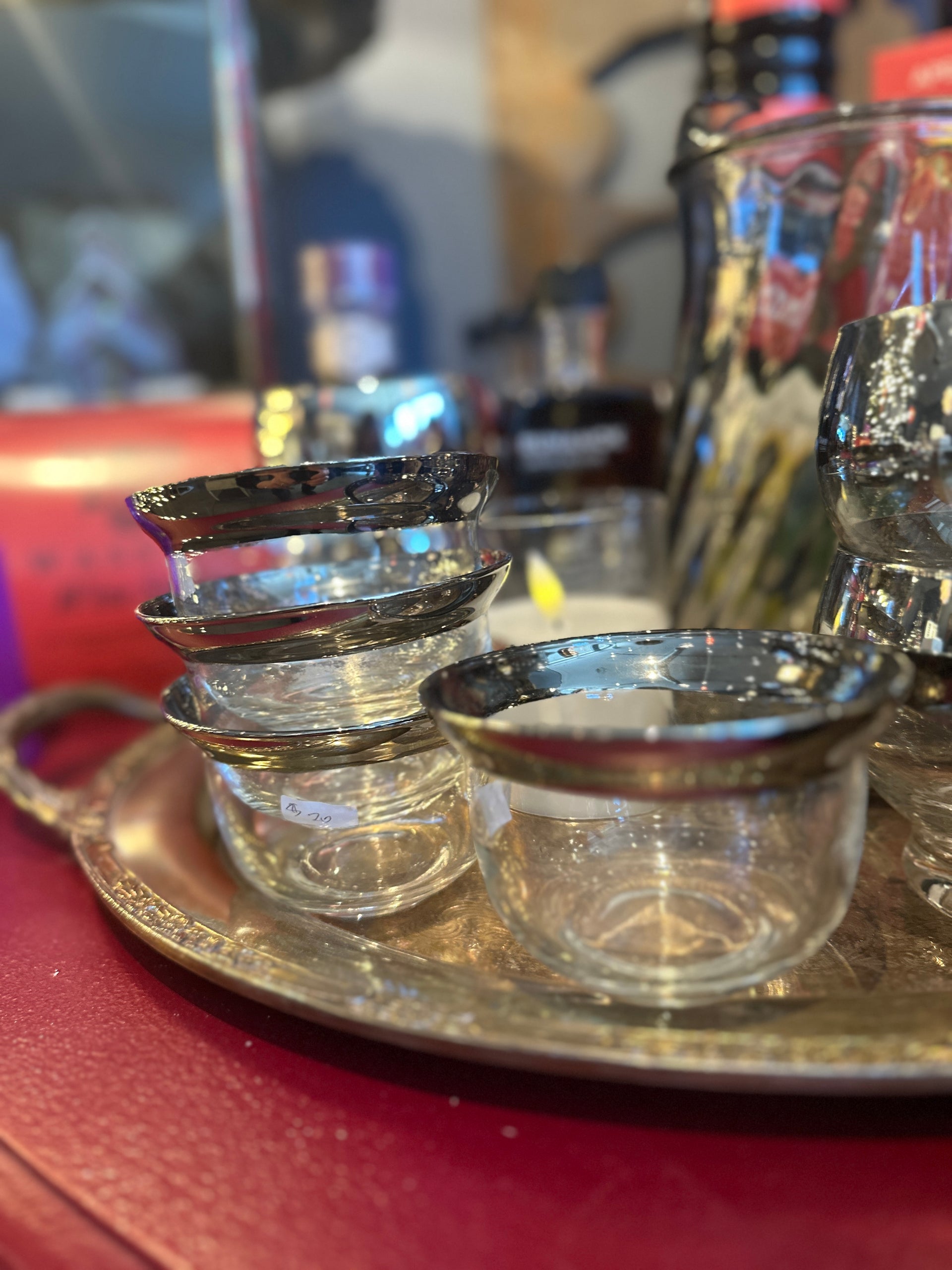 Vintage Queens Luster Ware Mid-Century Silver Ombre Glasses (4, priced individually)