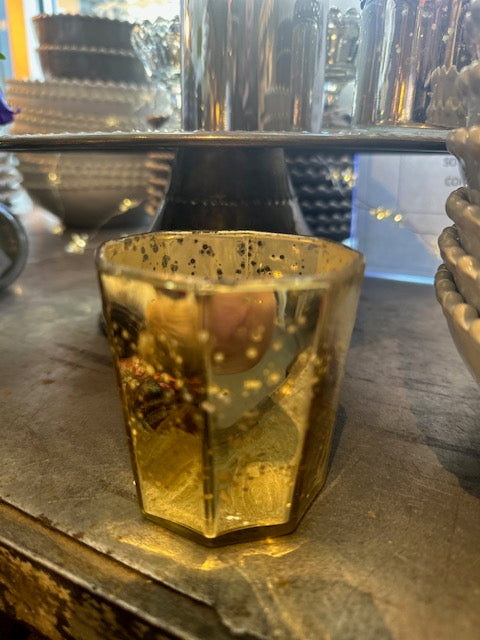 Vintage-style Mercury Glass Gold Patricia (8 sides)