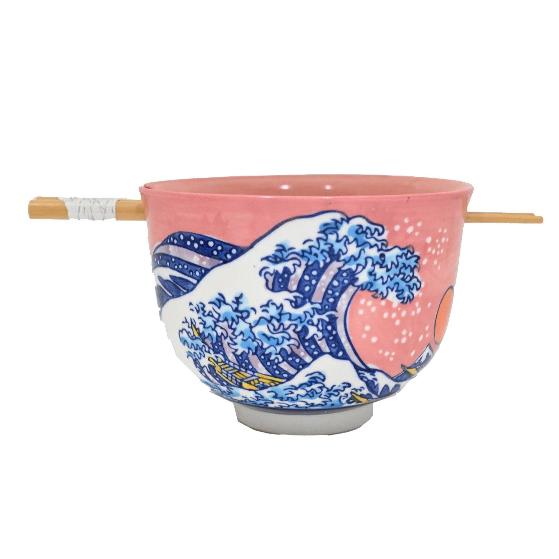 18oz 5"D Donburi Bowl With Chopsticks Set Sunset Wave (4/16)
