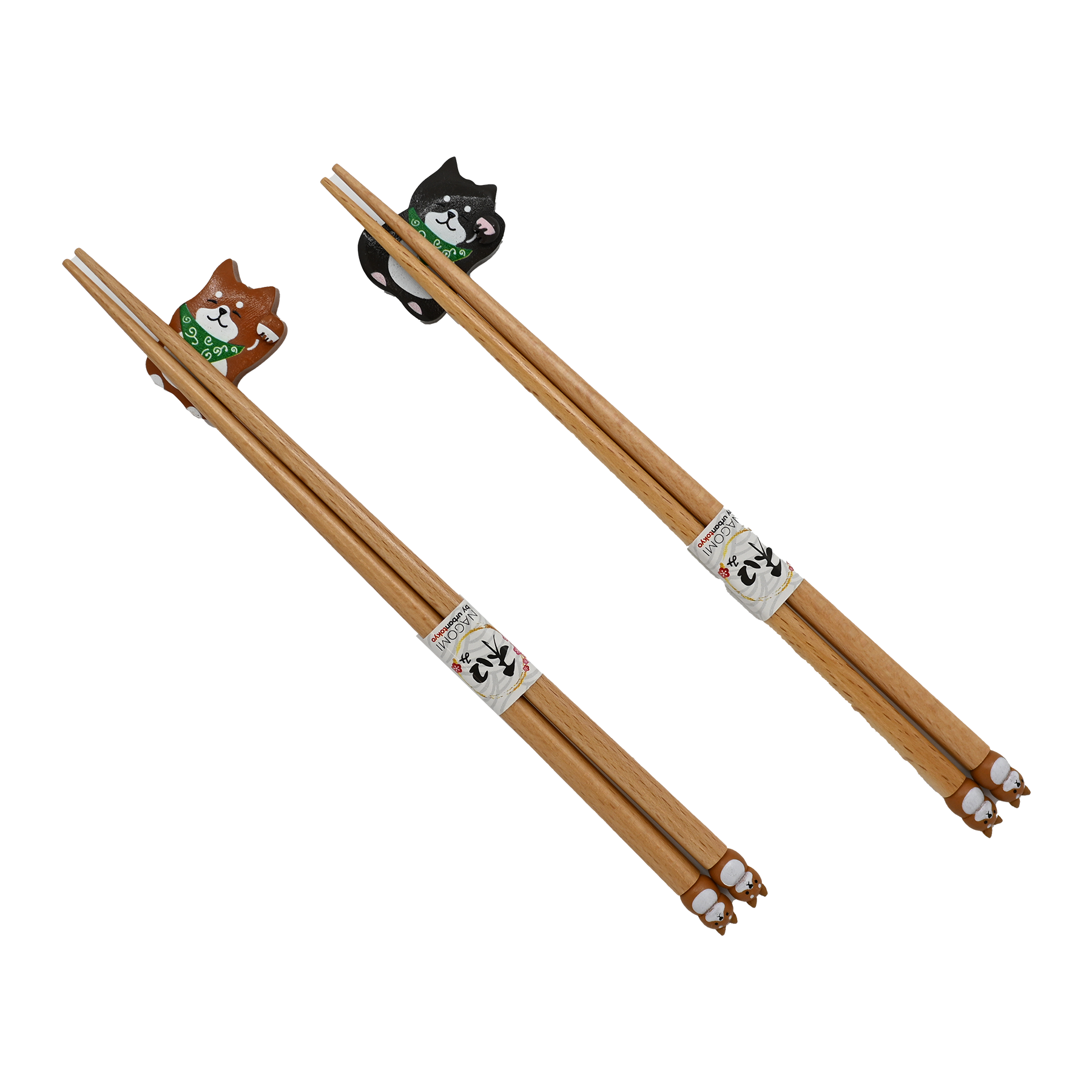 Shiba Inu 2 Pair Wooden Chopsticks and Chopsticks Rests Gift Set (1/80)