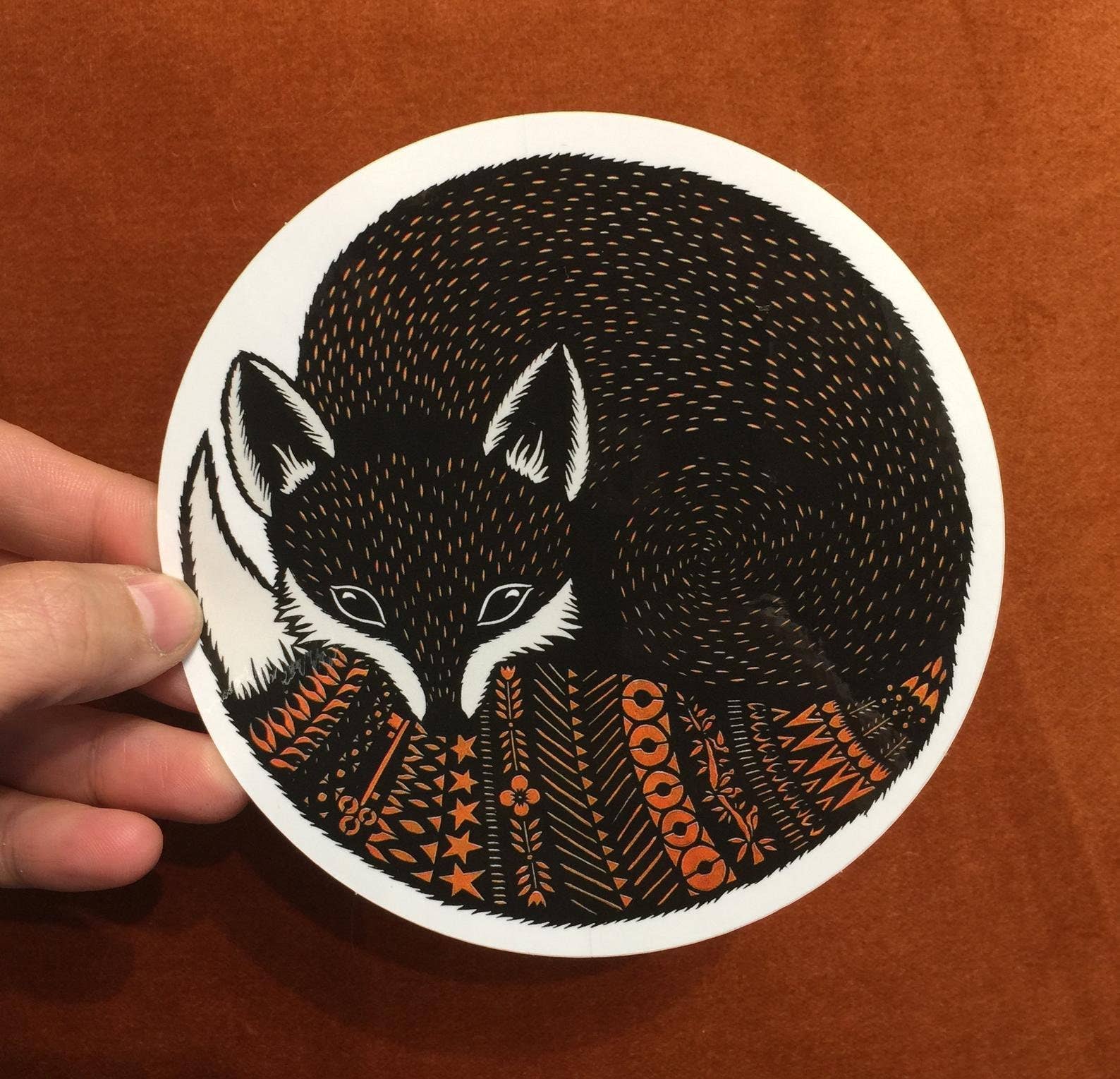 Fox in a circle Glossy Vinyl Sticker