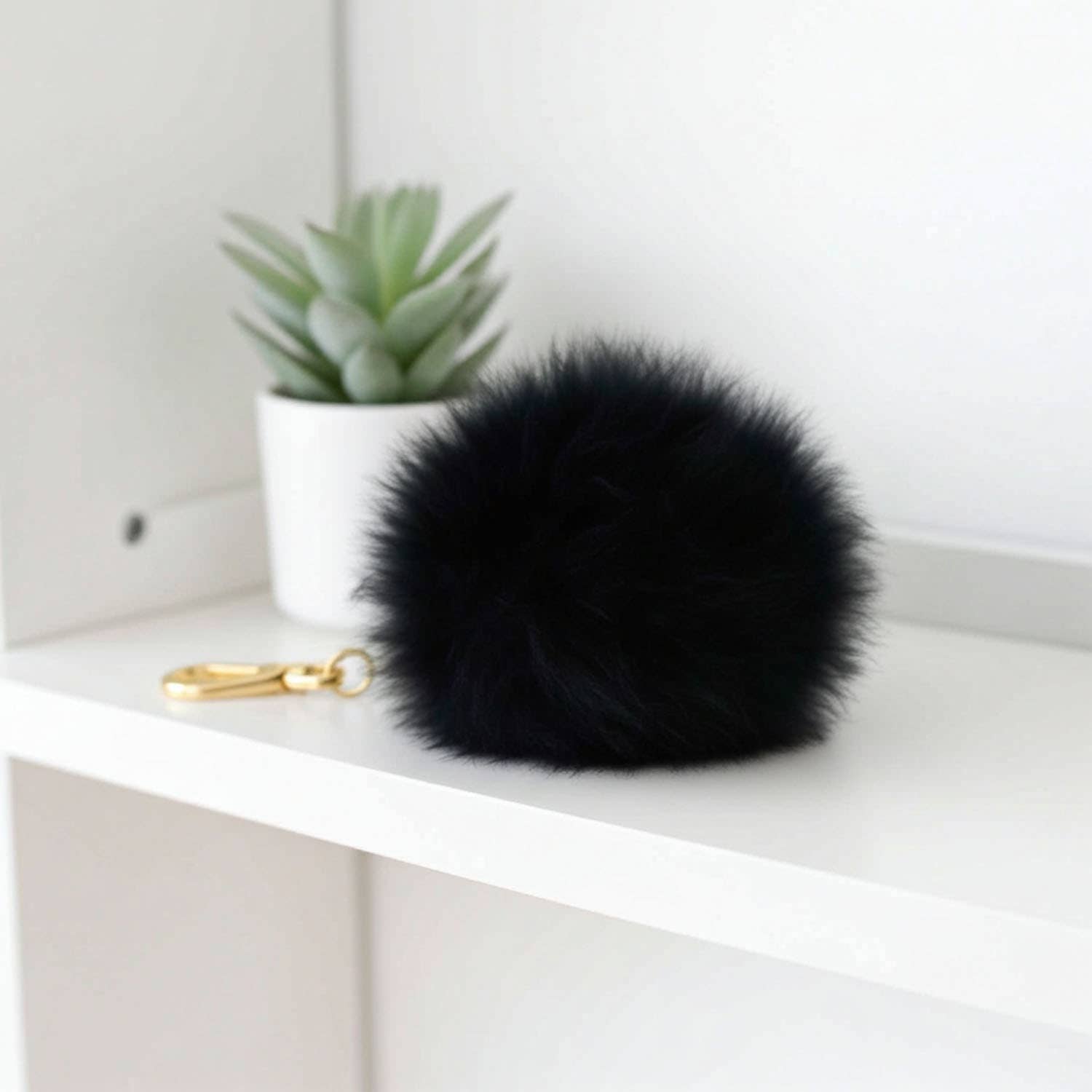 Keychain Pom Poms | 6" | Black