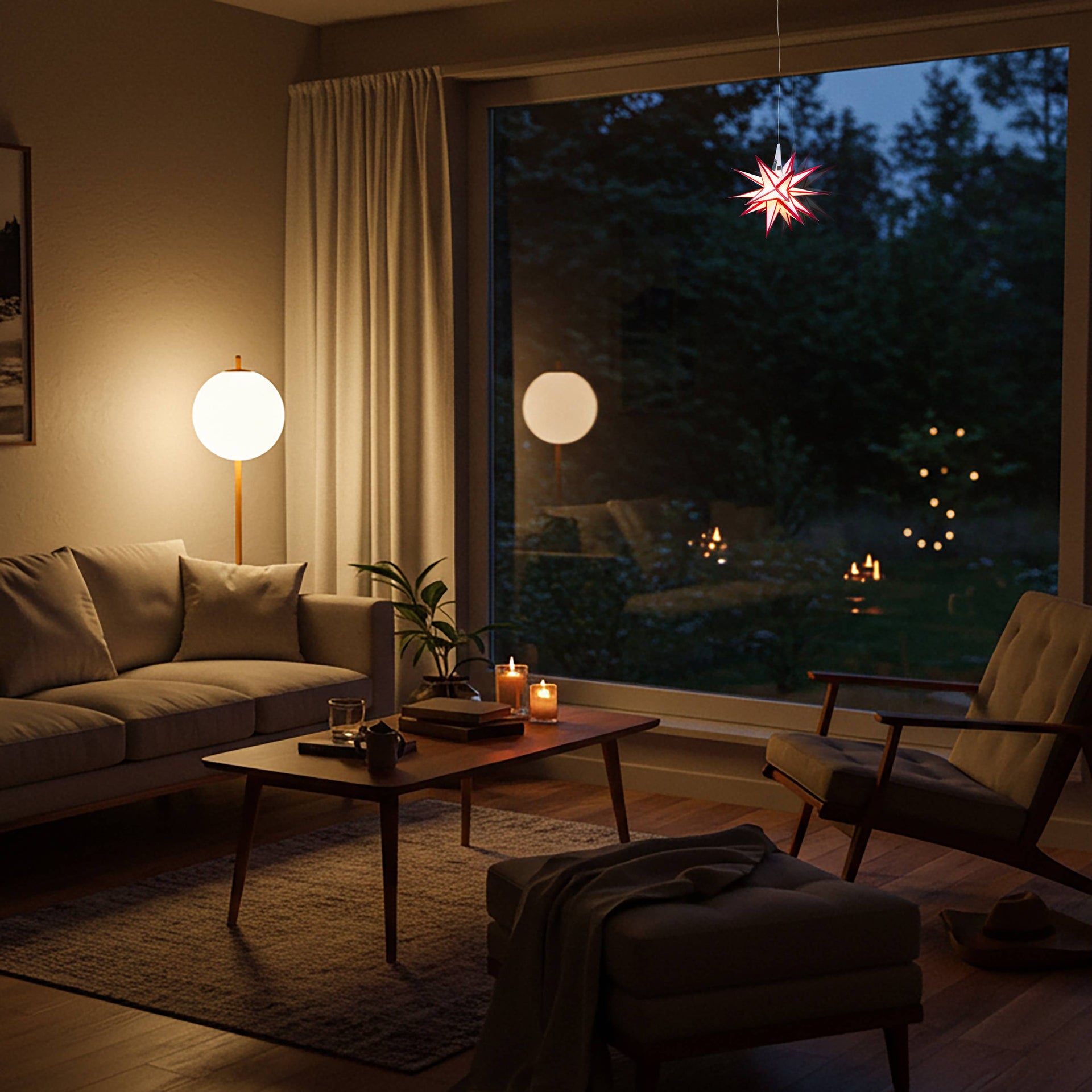 Moravian Mini Star ~ 7", White /Red Paper Star Lantern Light