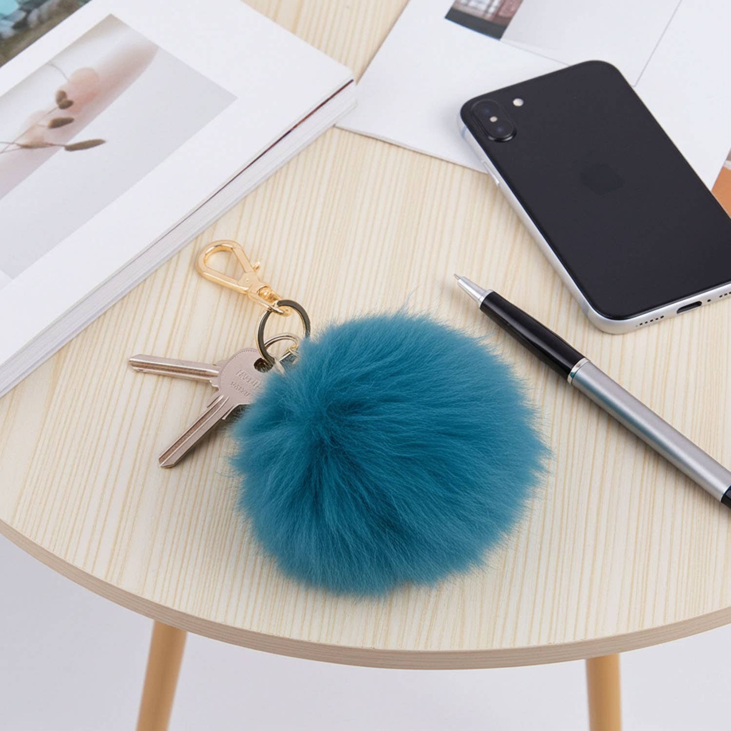 Keychain Pom Poms | 6" | Teal