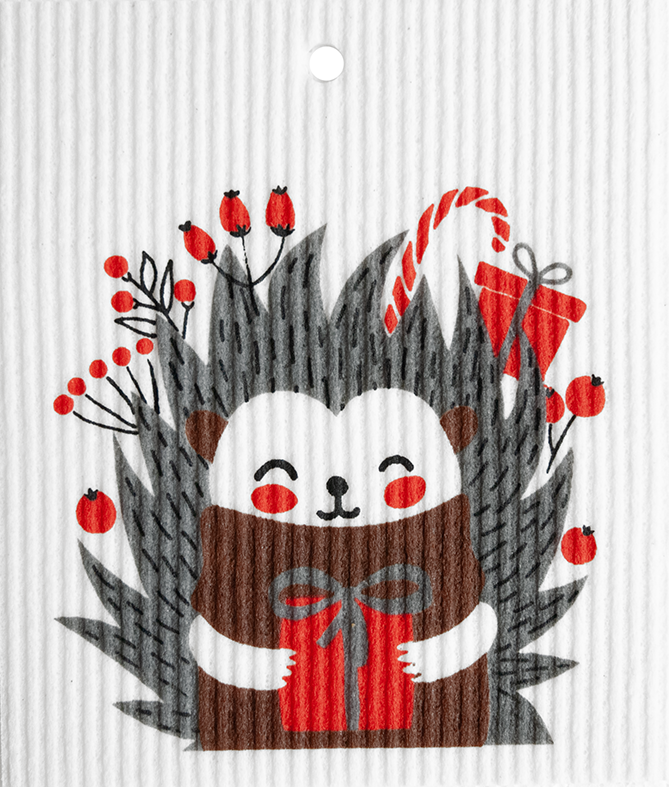 Hedgehog with Gifts Swedish Wash Towel