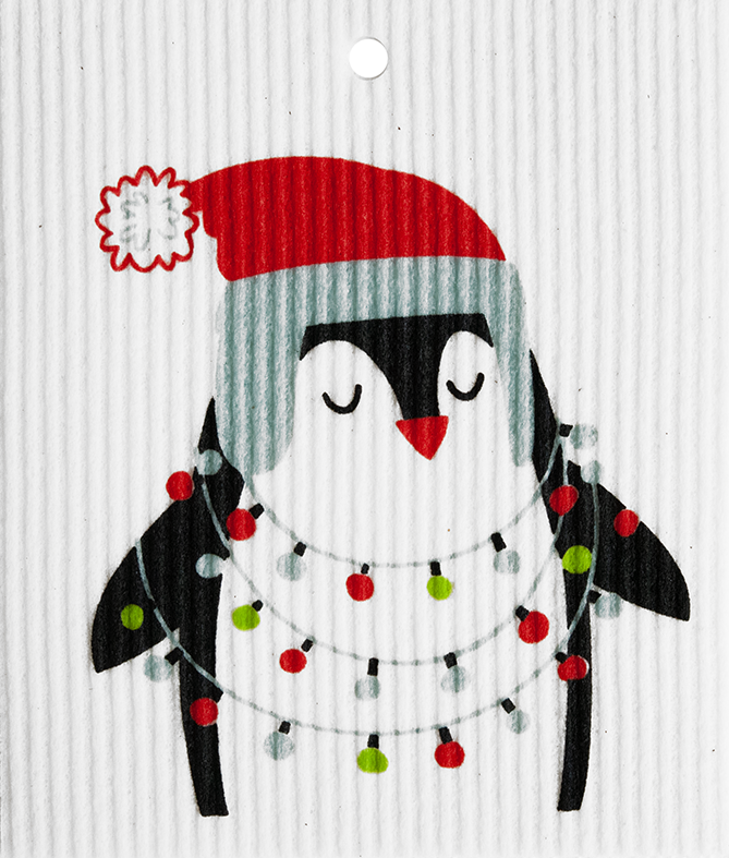 Penguin with Lights Swedish Wash Towel