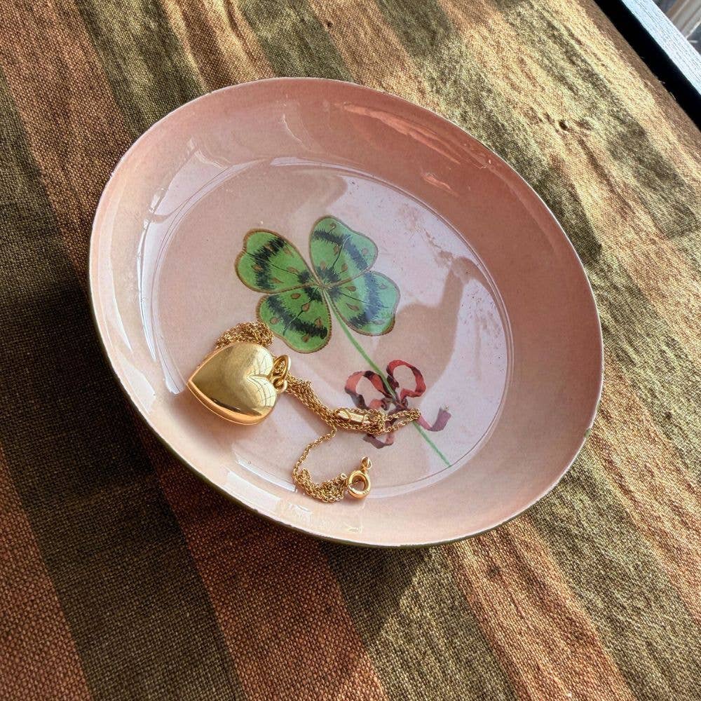 Round Enamel Tray - Clover